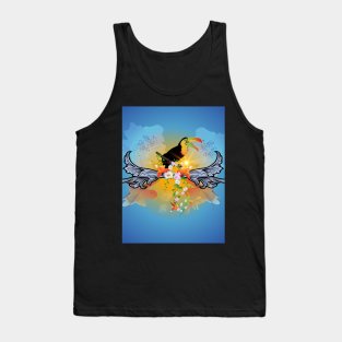 Funny toucan with flowers Tank Top